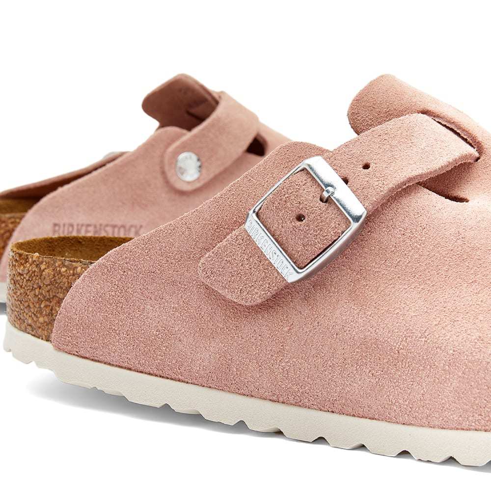 Birkenstock Boston Buckle-detail Suede Mules In Pink