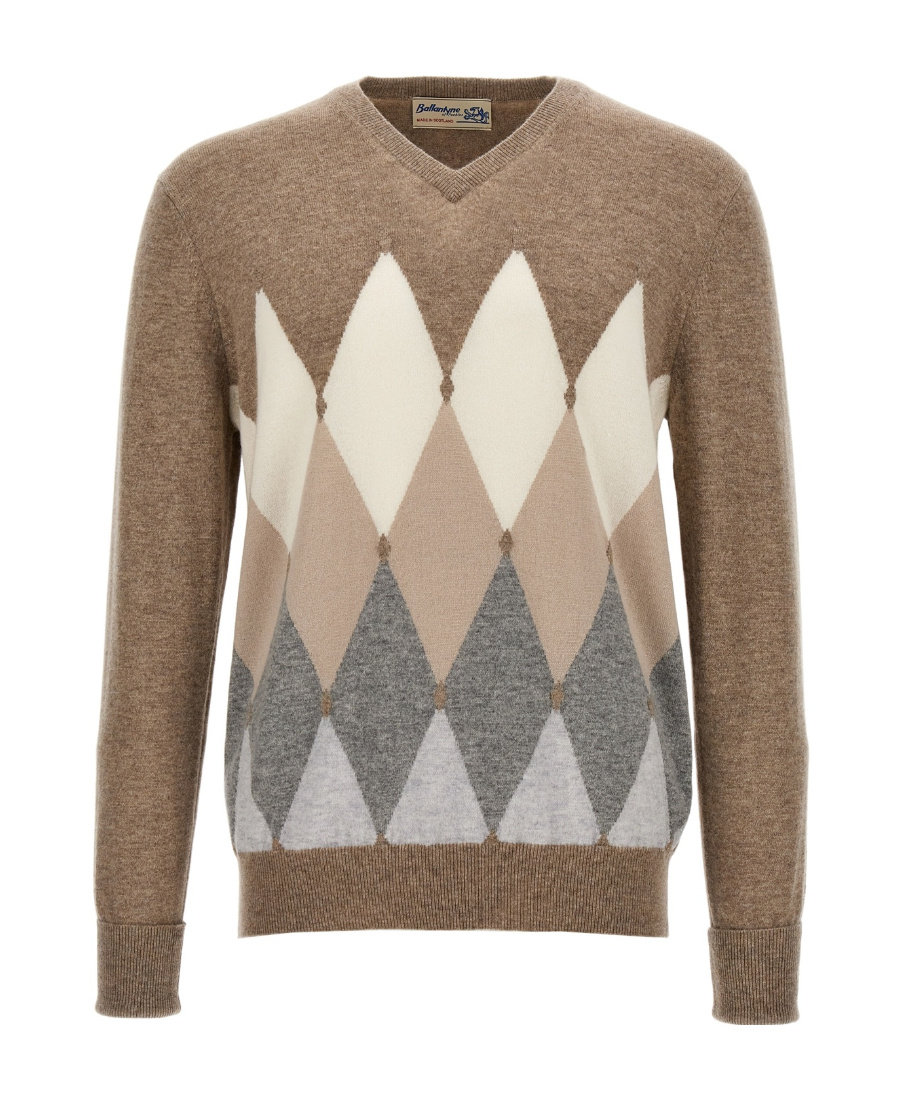 Ballantyne V-neck Long-sleeved Sweater In Brown