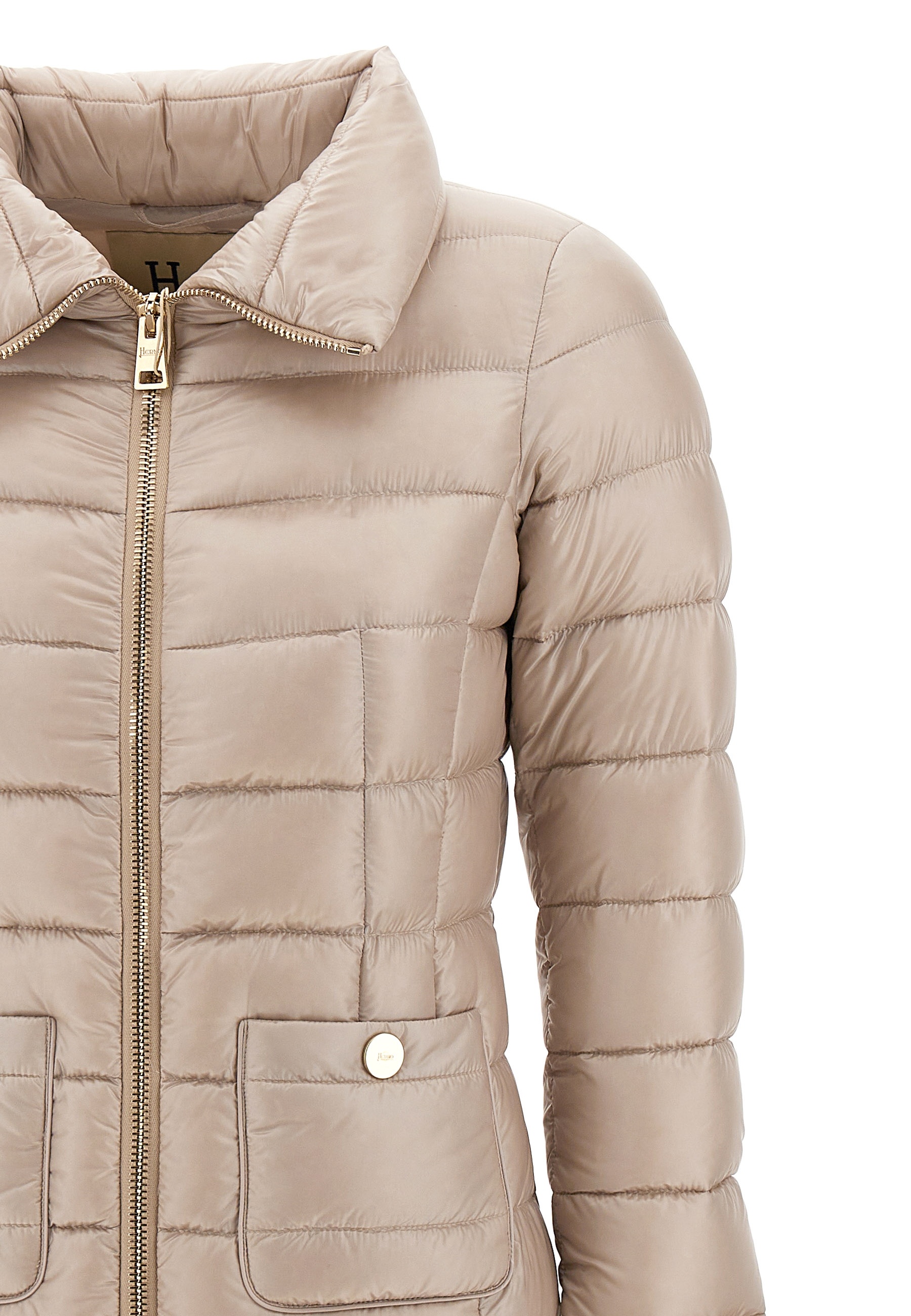 Herno Padded Zip-up Coat In Nude