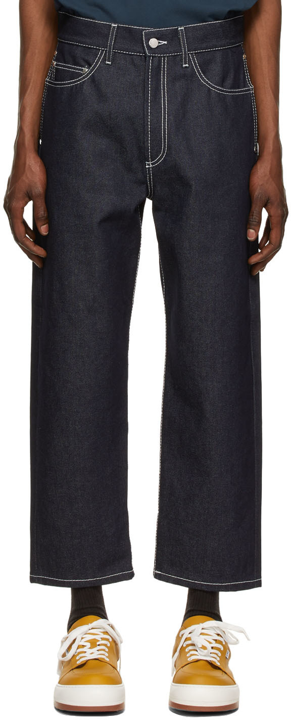 Sunnei Contrast Stitching Jeans In Black