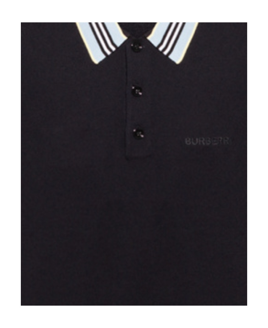 Burberry Logo-embroidered Wool Polo Shirt In Black