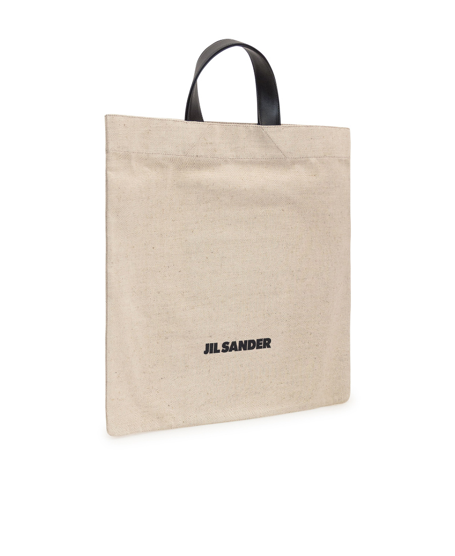 Jil Sander Logo Printed Square Shape Tote Bag In Nude