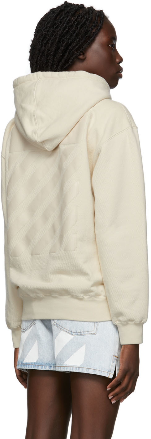 Off-white Diag-print Hoodie In White