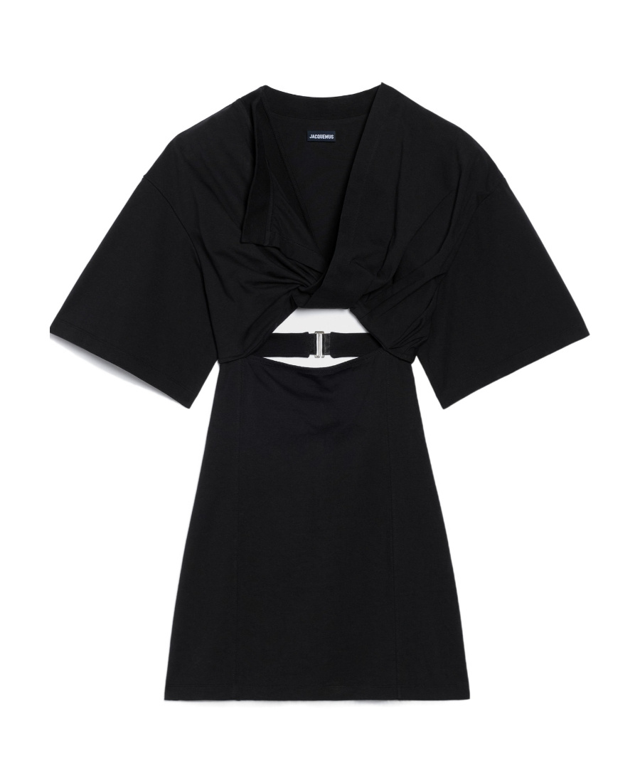 Jacquemus Bahia Twisted Cut-out Mini Dress In Black
