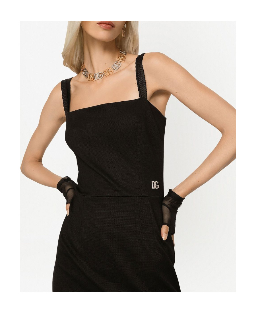 Dolce & Gabbana Logo Plaque Sleeveless Mini Dress In Brown