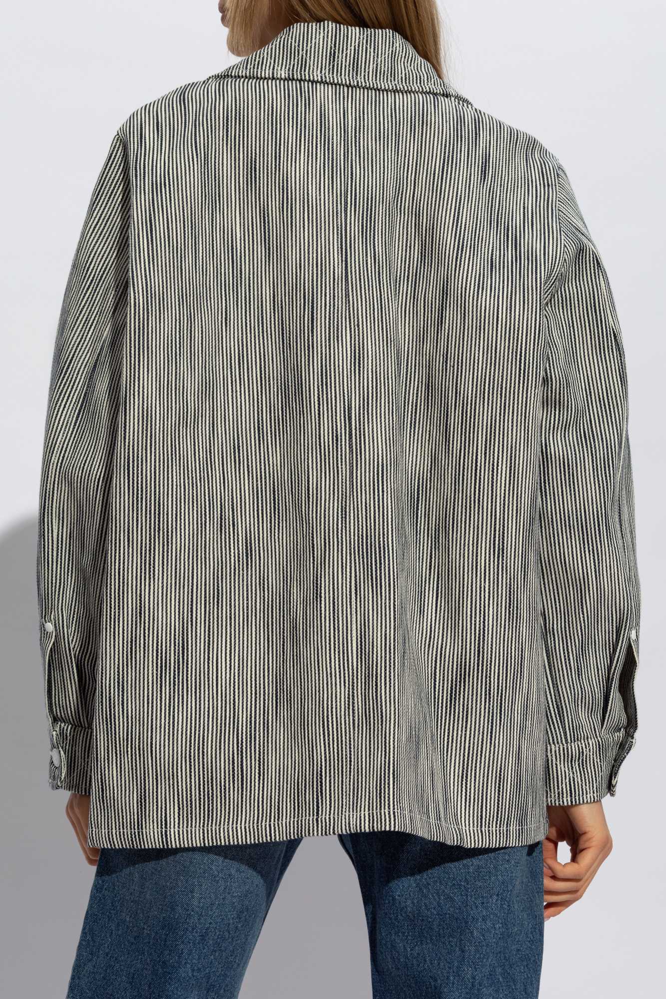 Apc A.p.c. Striped Pattern Shirt Jacket In Gray