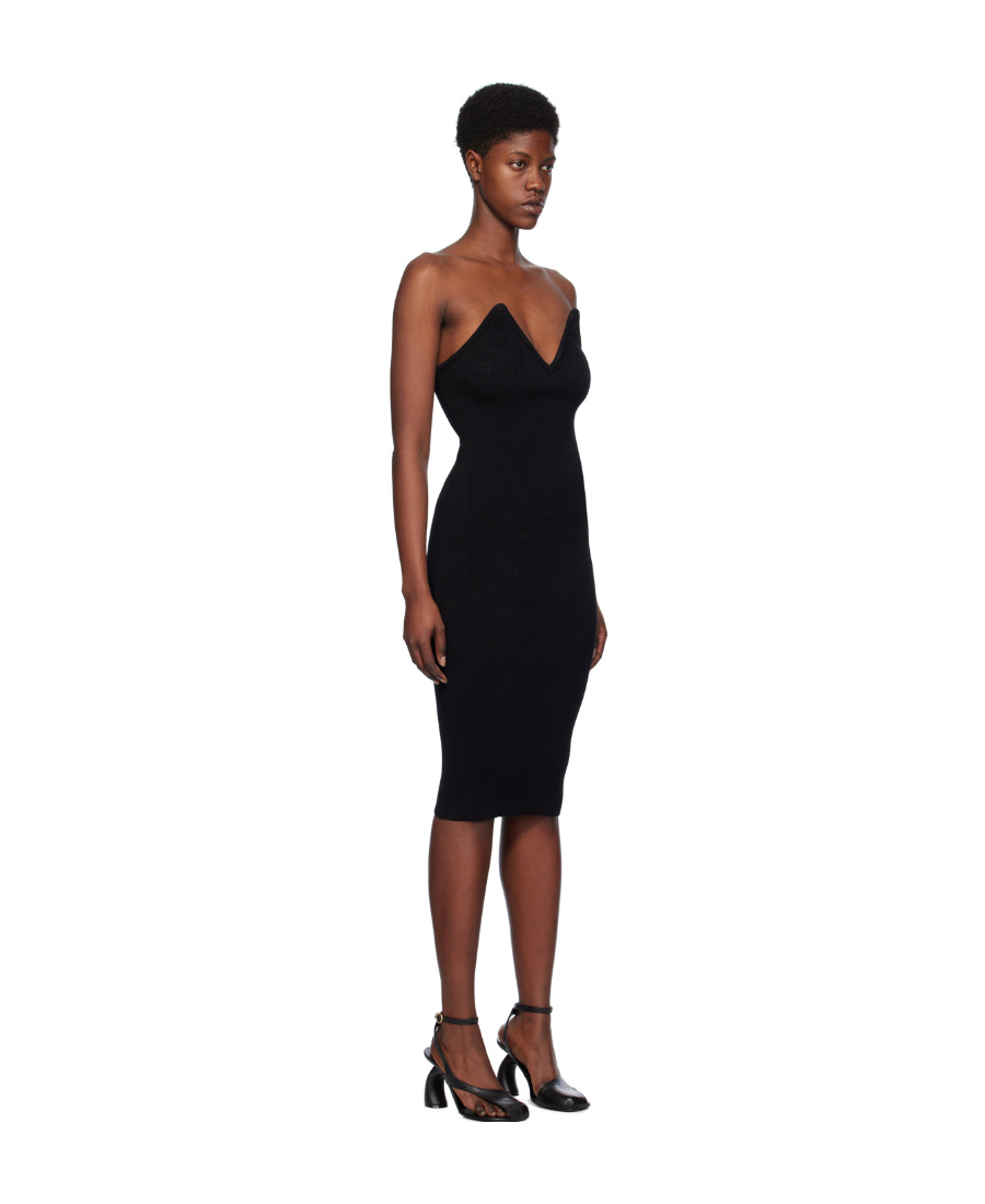Coperni Knit Sweetheart Bustier Midi Dress In Black