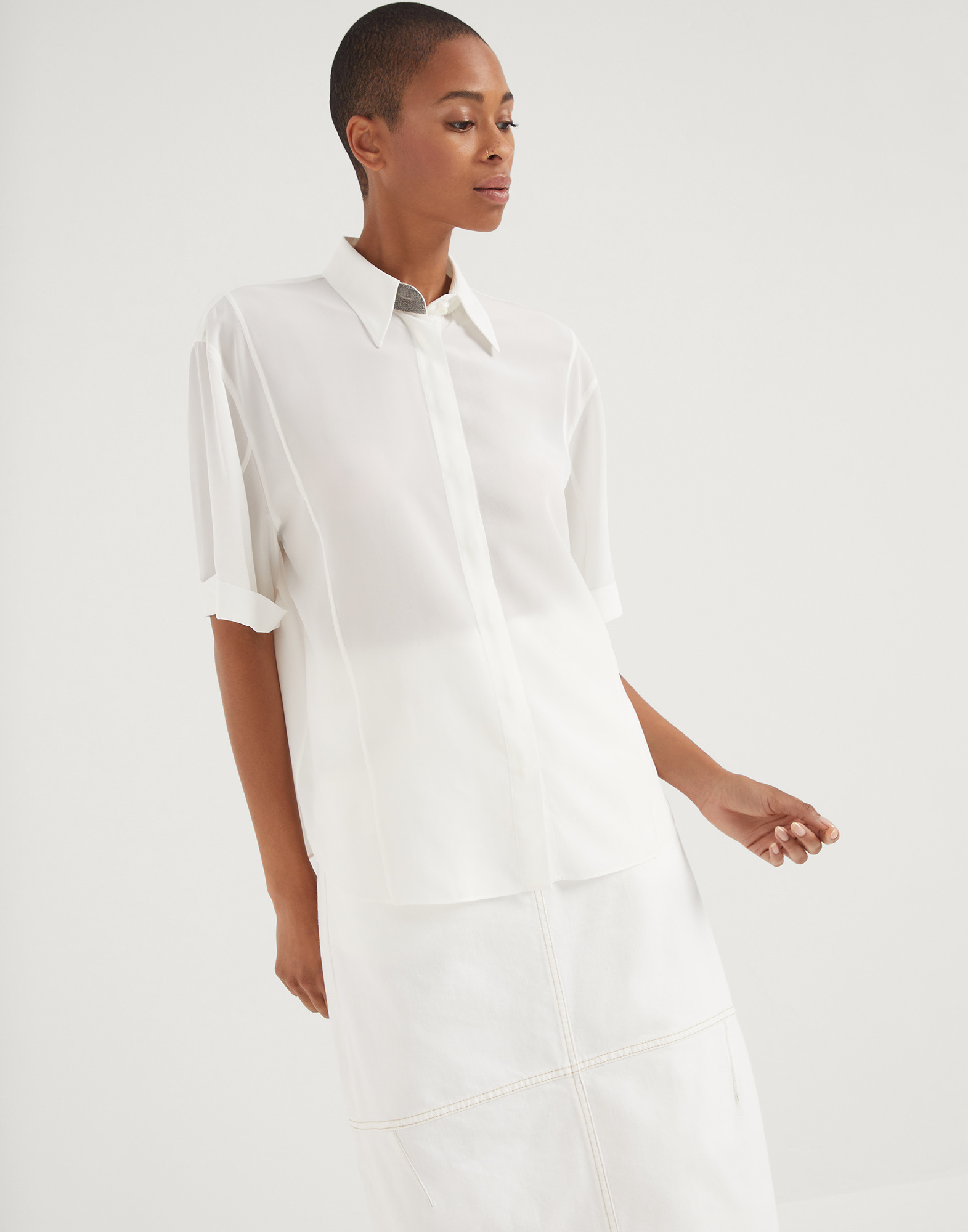 Brunello Cucinelli Precious Buttonhole Shirt In White