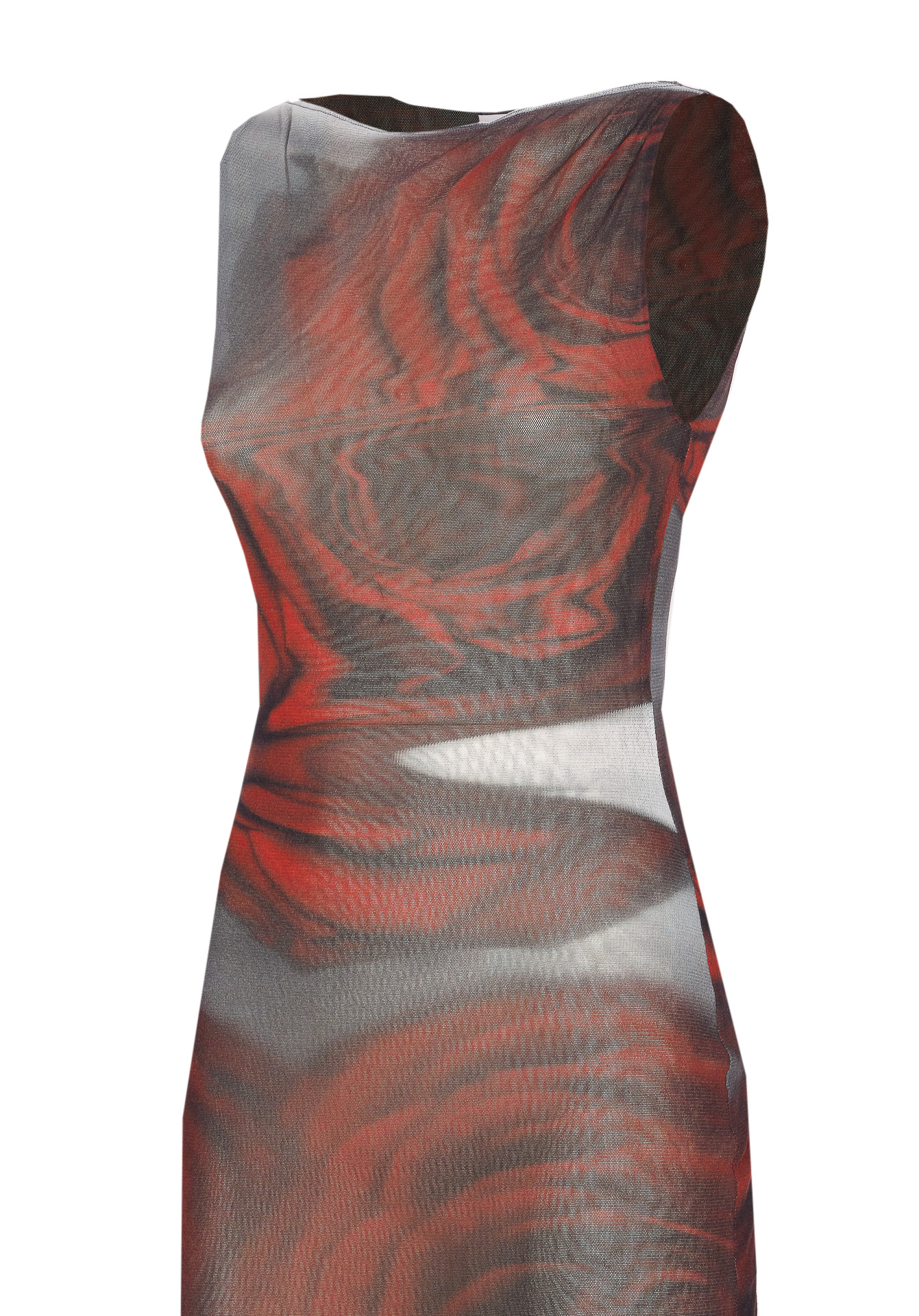 Jean Paul Gaultier Boat Neck Blurry Roses Printed Sleeveless Dress In Multi