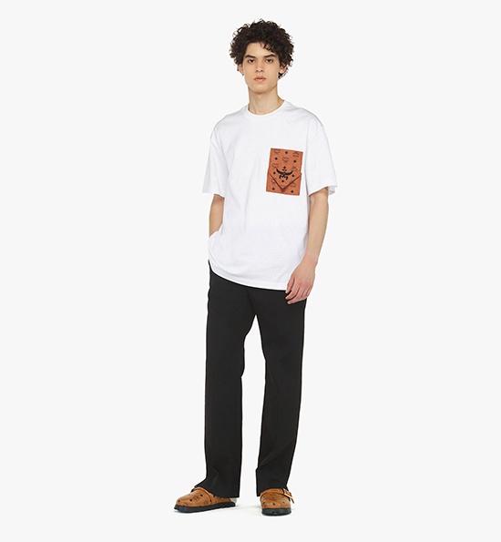 Mcm Interwoven Lettered Pocket T-shirt In White