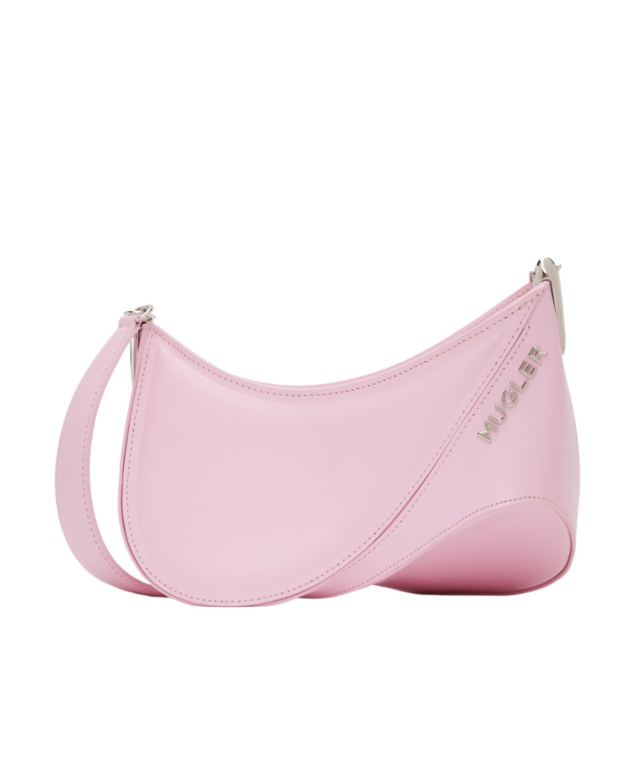 Mugler Small Spiral Curve 01 Embossed Crossbody Bag In Pink