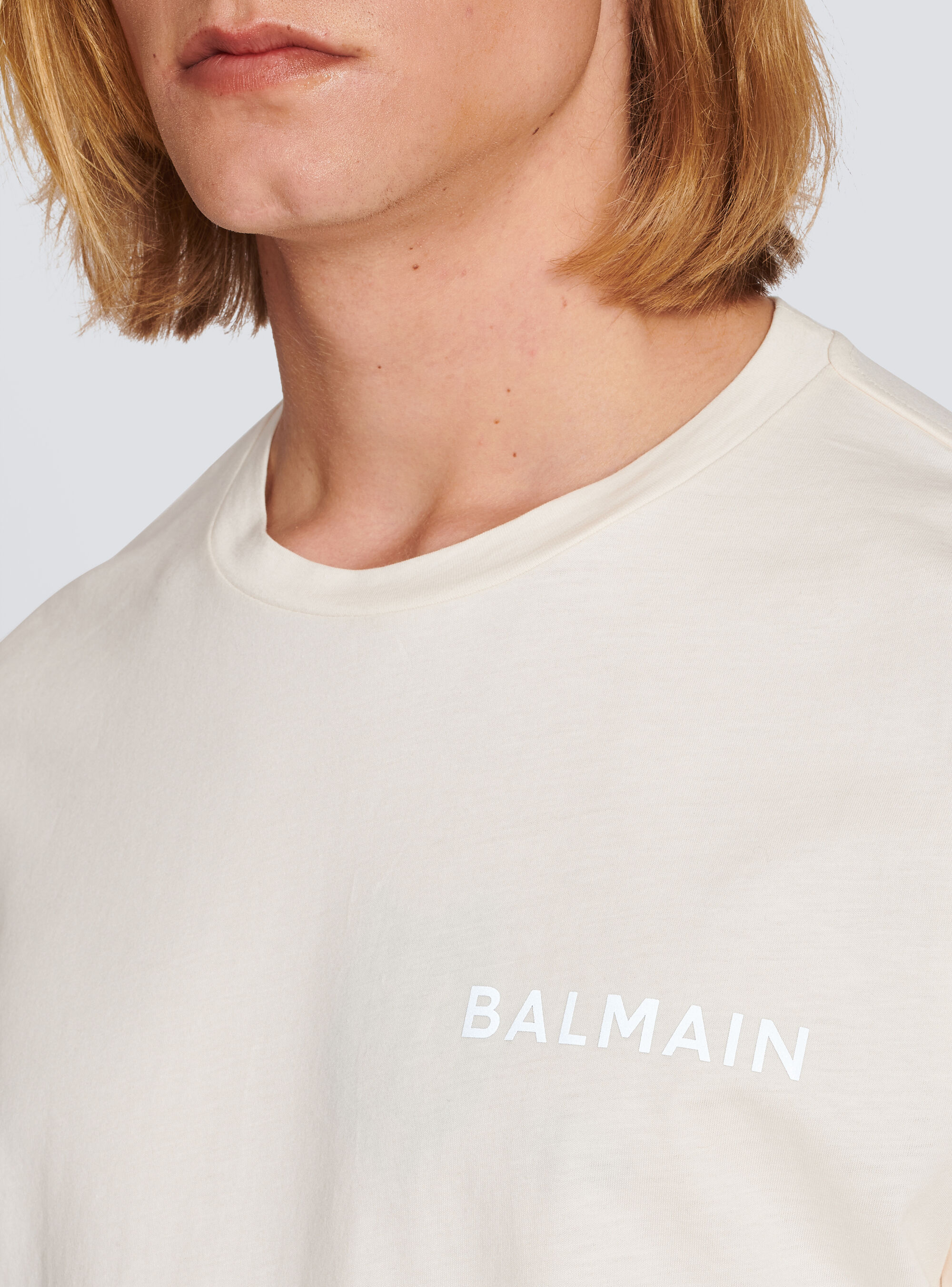 Shop Balmain Cotton T-shirt With Small  Paris Logo In White