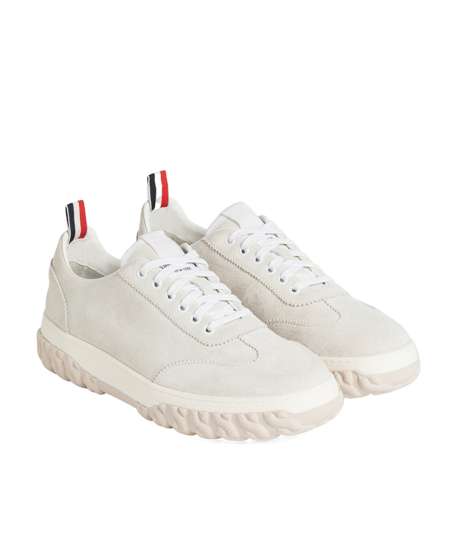 Thom Browne Grosgrain-loop Trim Lace-up Sneakers In White