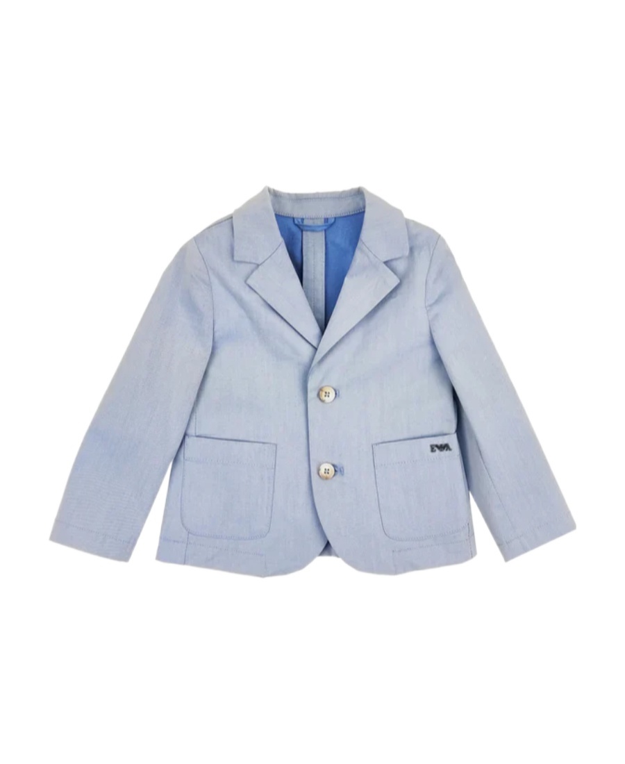 Emporio Armani Logo Single-breasted Suit Jacket In Blue