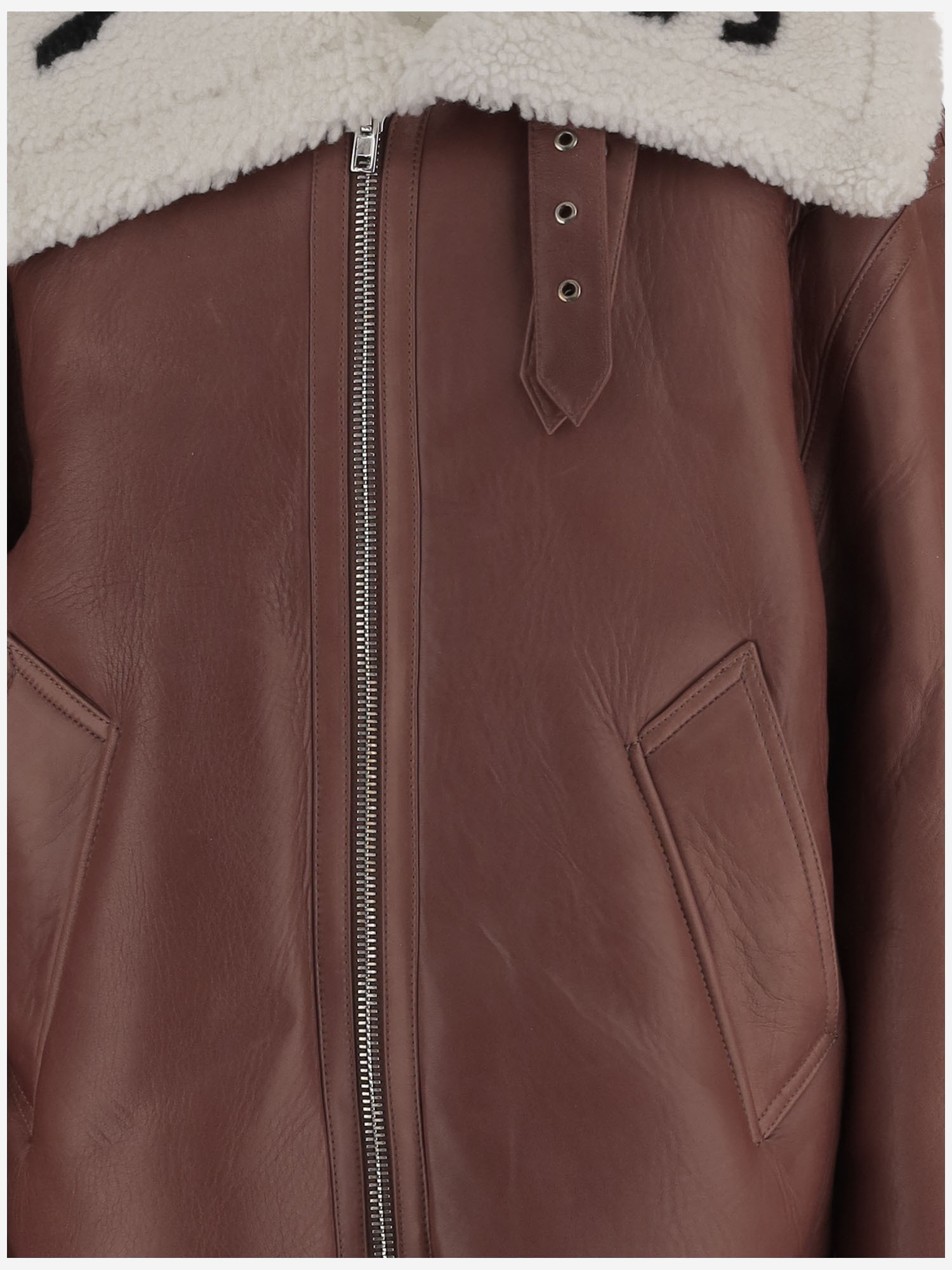 Vetements Leather Jacket With Logo In Brown