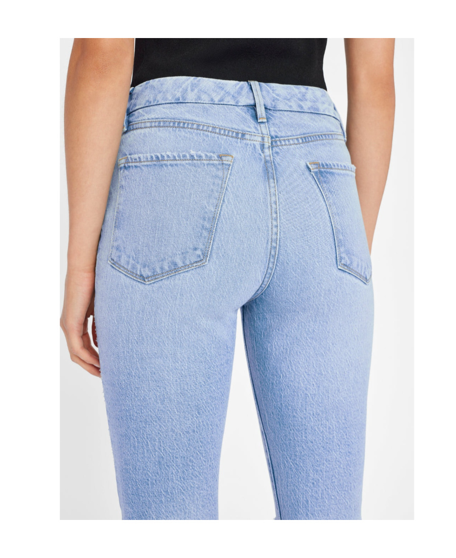 Shop Frame High-rise Flared Jeans In Blue
