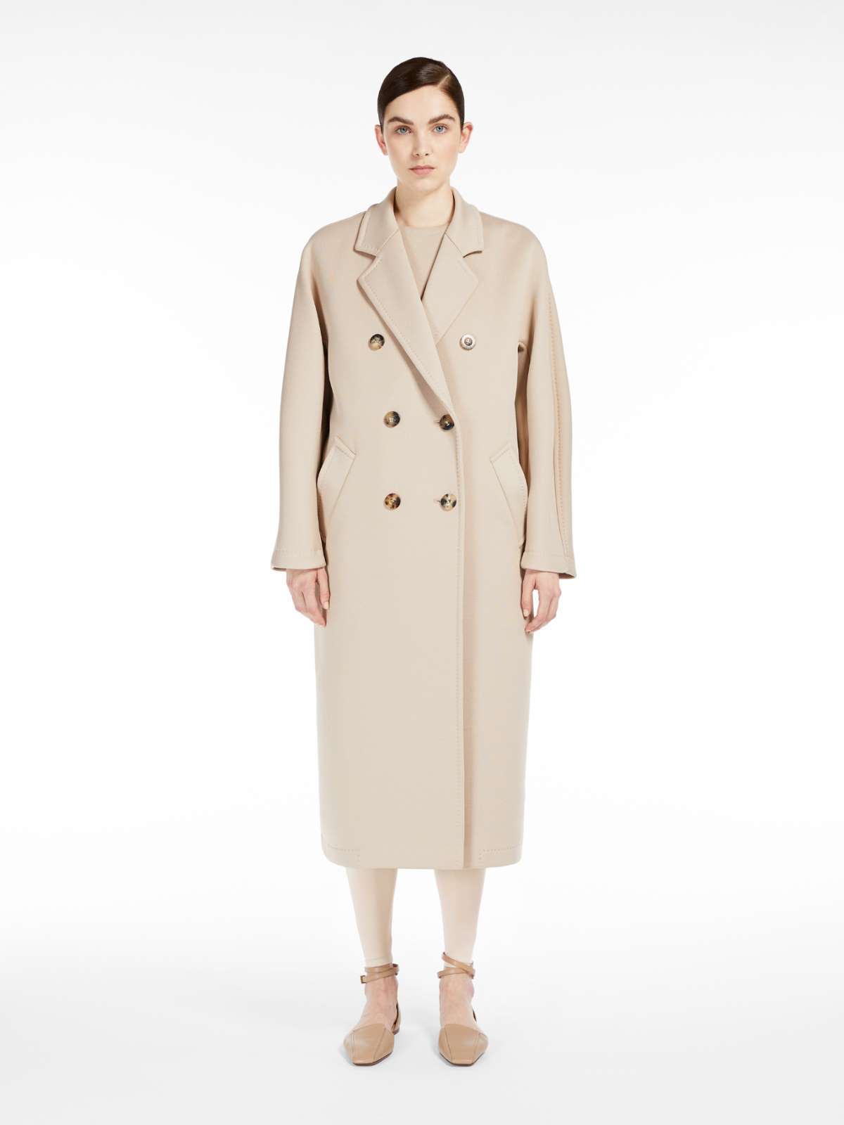 Max Mara Double-breasted Knitted Coat In Nude