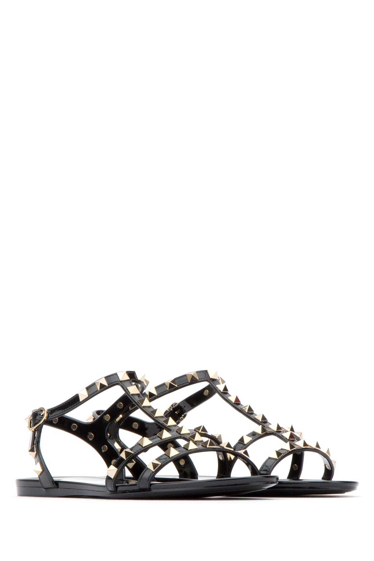 Valentino Rockstud Caged Rubber Sandal In Black