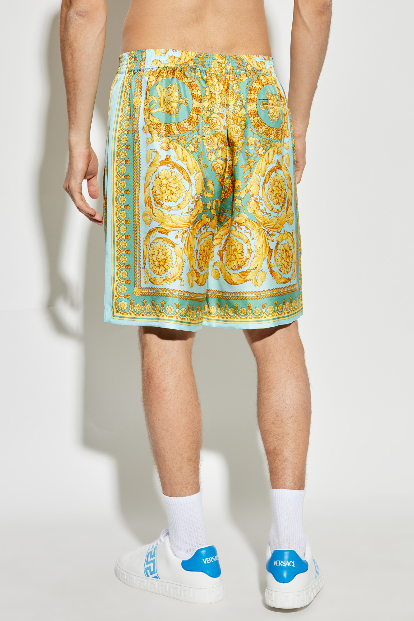 Versace Barocco-print Silk Shorts
