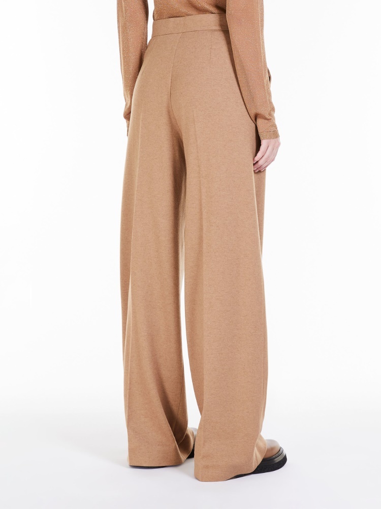 Max Mara Knitted Wide-legged Casual Pants In Nude
