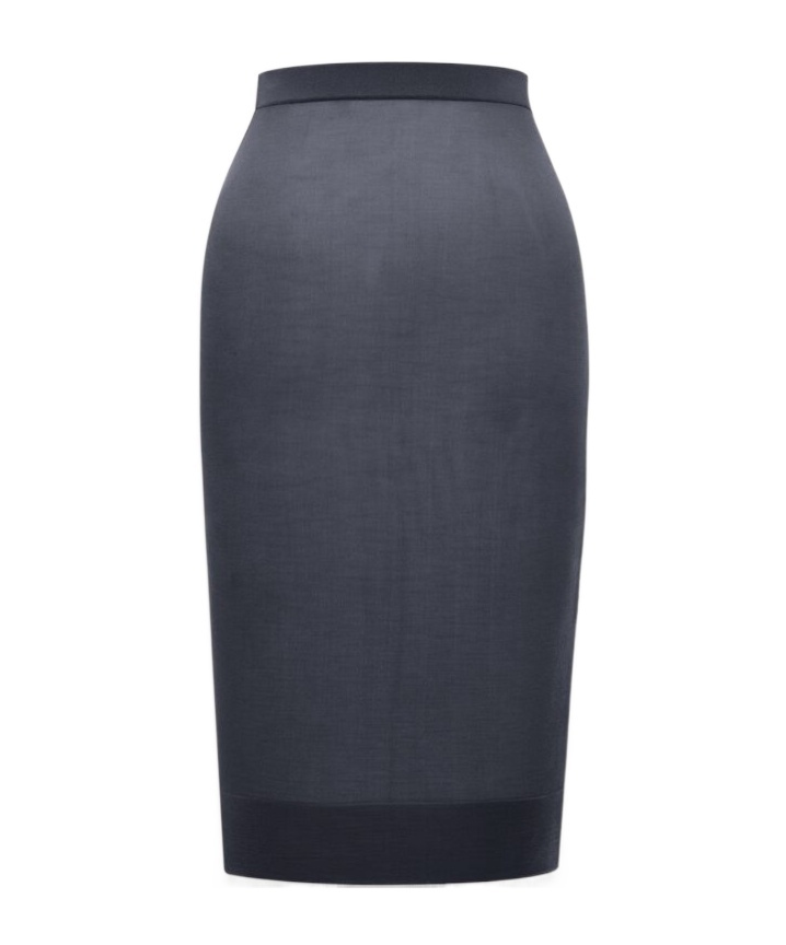 Saint Laurent Knitted Pencil Midi Skirt In Black