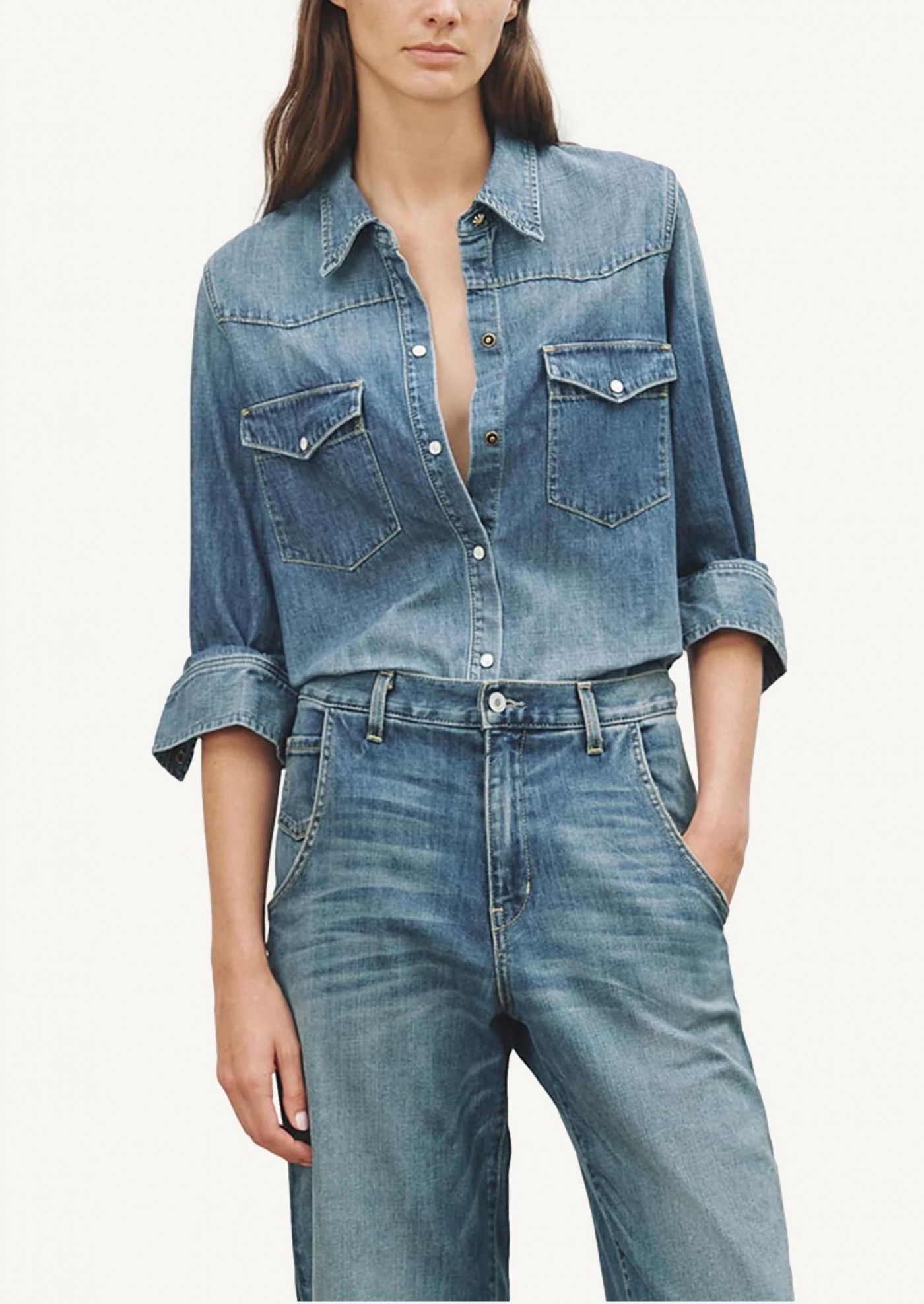 NILI LOTAN LONG-SLEEVED DENIM SHIRT