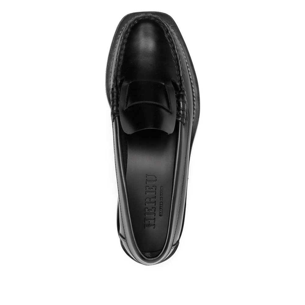 Hereu Leather Penny Loafers In Black