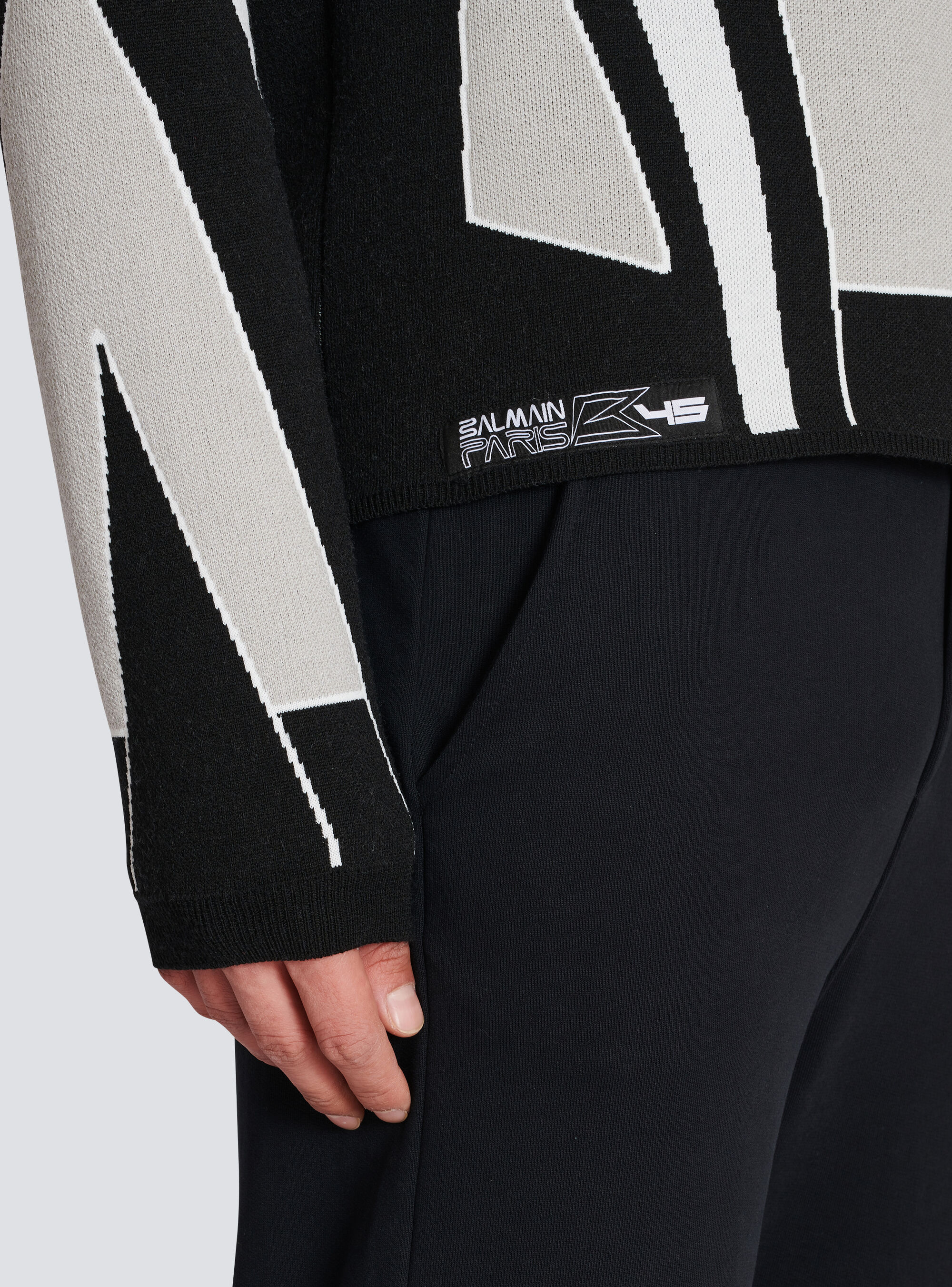 Balmain Colour-block Roll Neck Jumper In Black