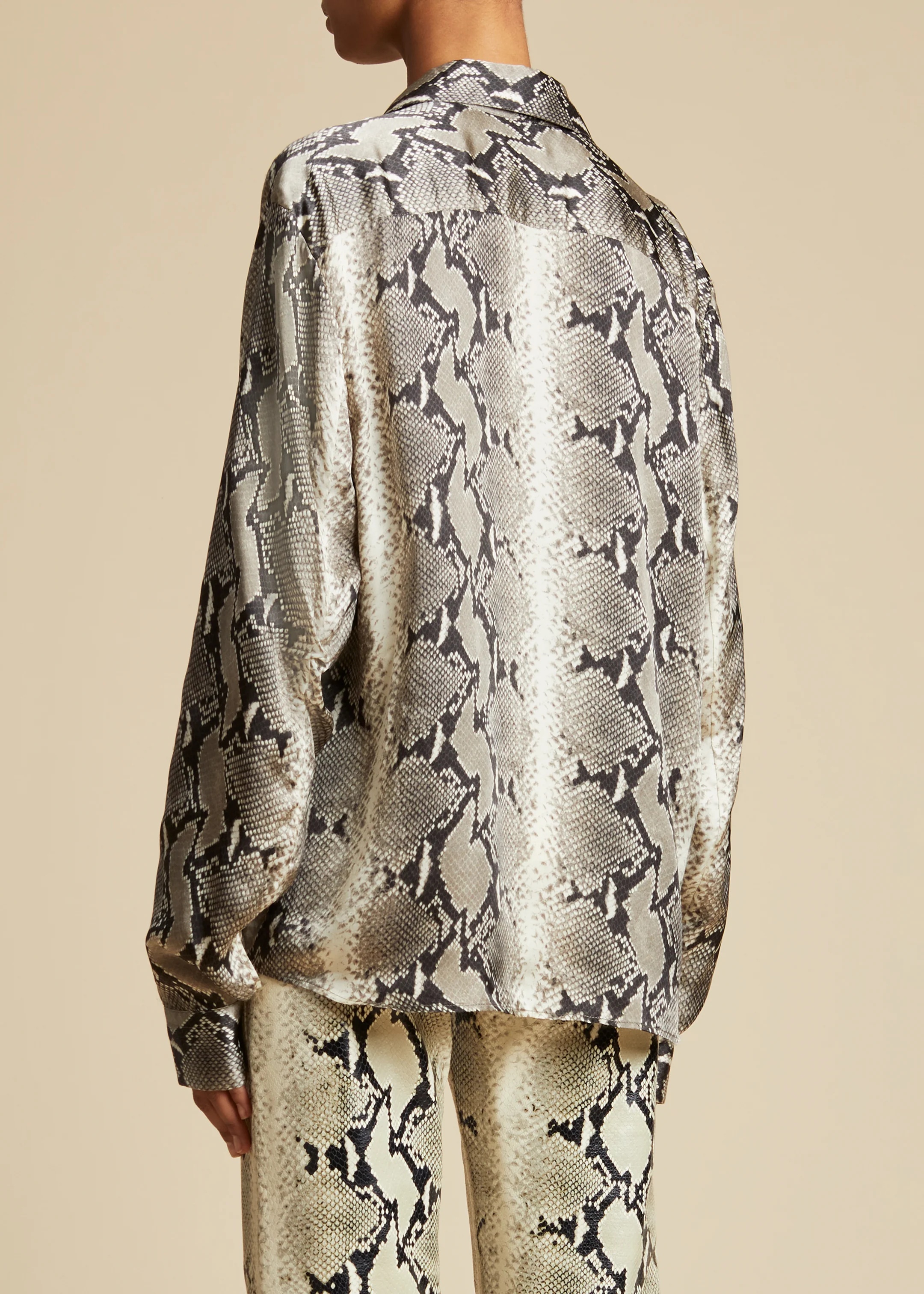 Khaite Argo Snake-print Shirt In Brown