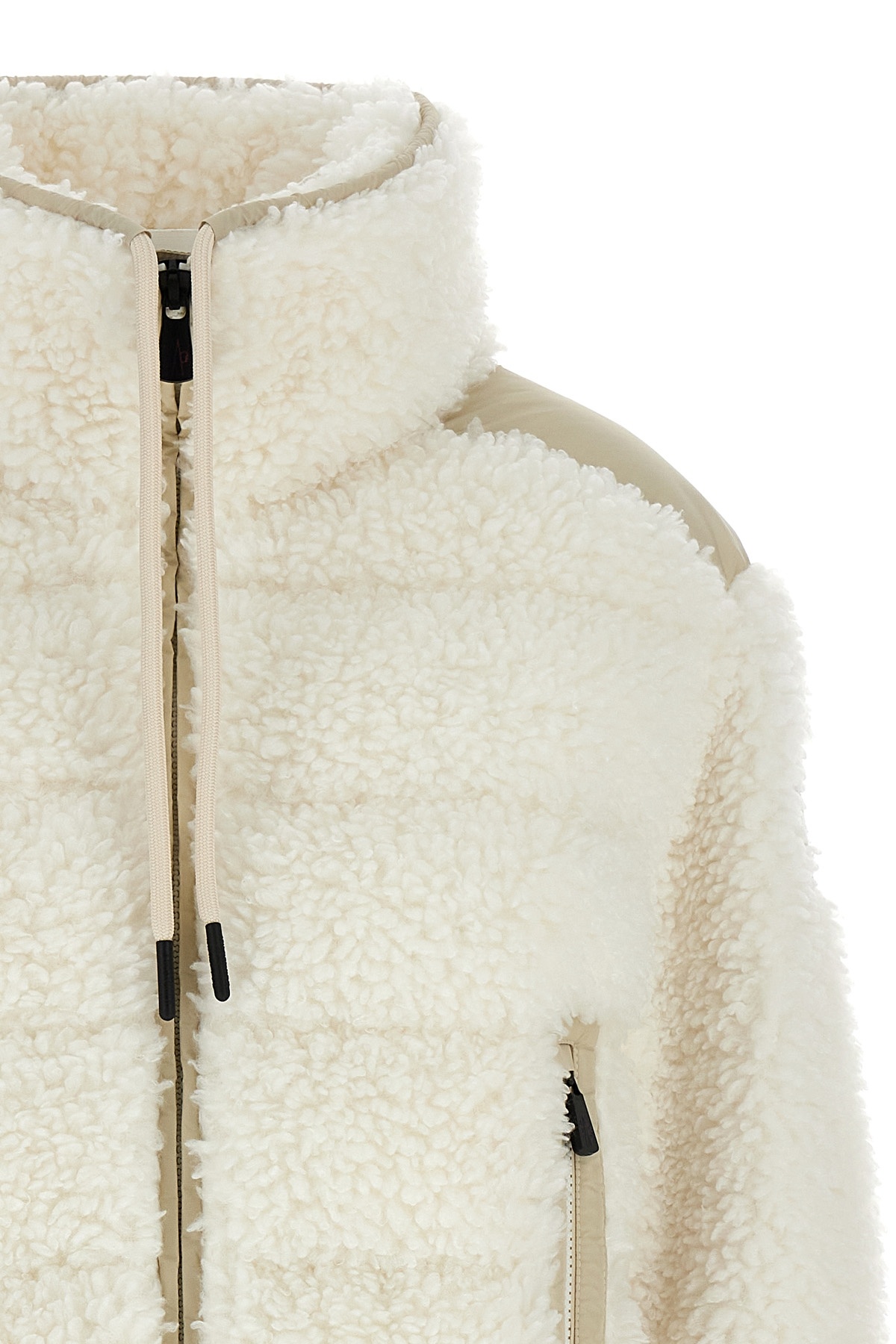 Shop Moncler Padded Teddy Zip-up Cardigan In White
