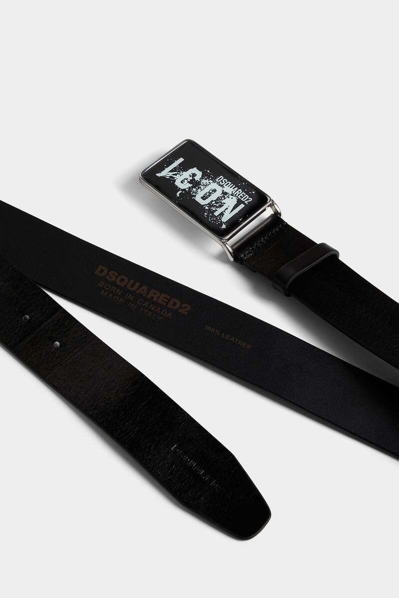 Dsquared2 Icon Leather Buckle Belt In Black