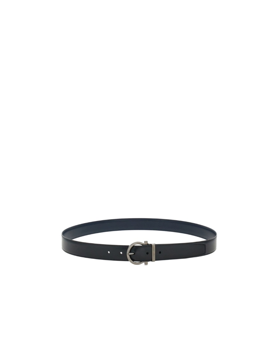 Ferragamo Salvatore Gancini Buckled Reversible Belt In Black