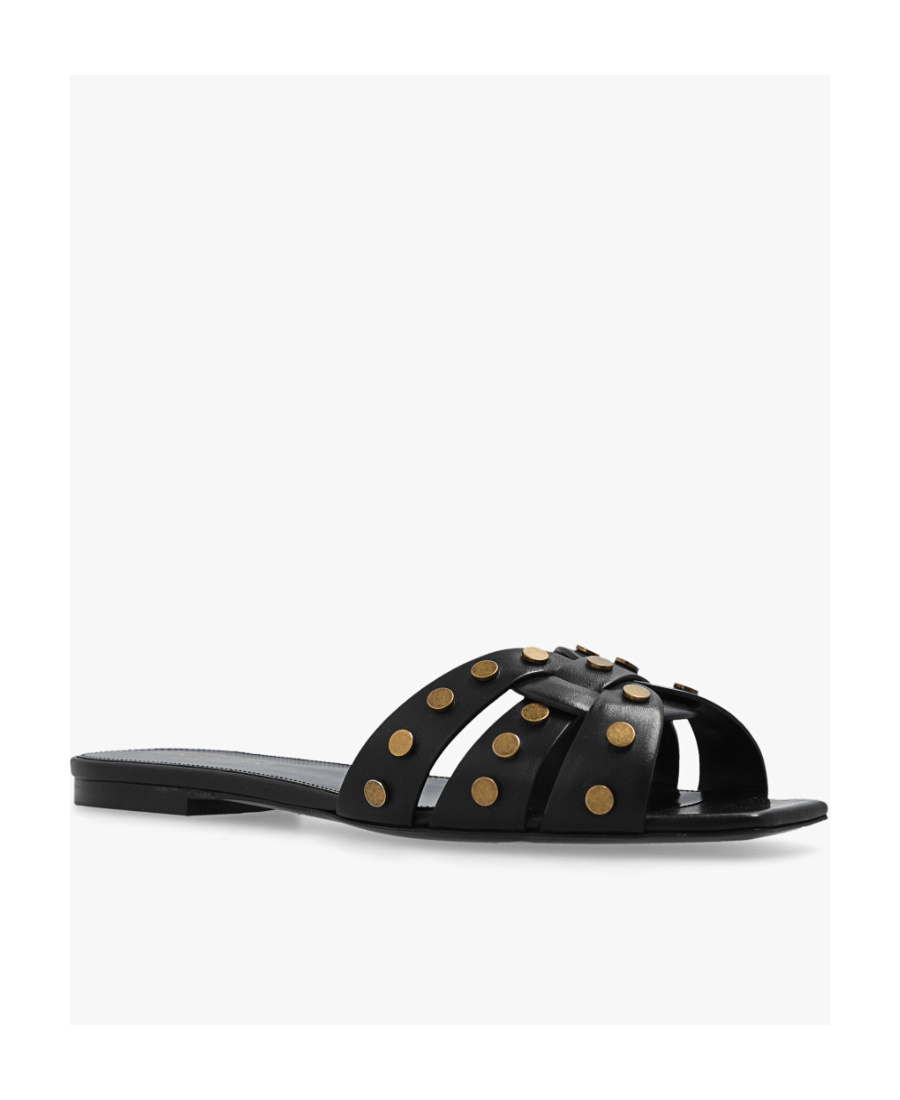 SAINT LAURENT SLIP-ON SQUARE-TOE SANDALS