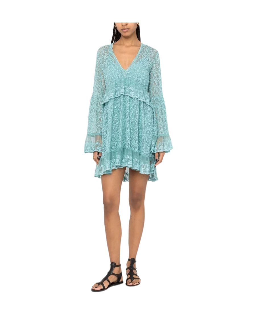 Pinko Lace Babydoll Dress In Blue
