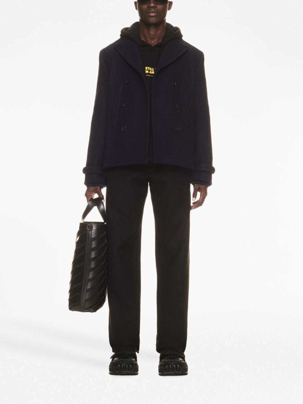 Off-white Double-breasted Peacoat In Black