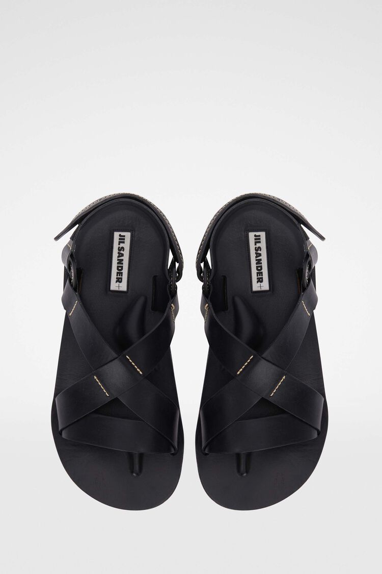 Jil Sander Leather Sandals In Black