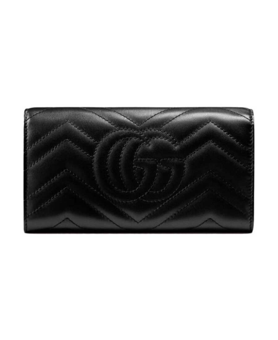 Gucci Gg Marmont Matelasse Leather Continental Wallet In Black
