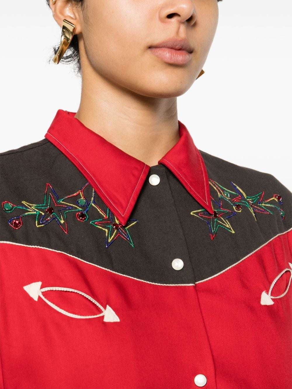 Shop Bode Long-sleeved Shirt In Red