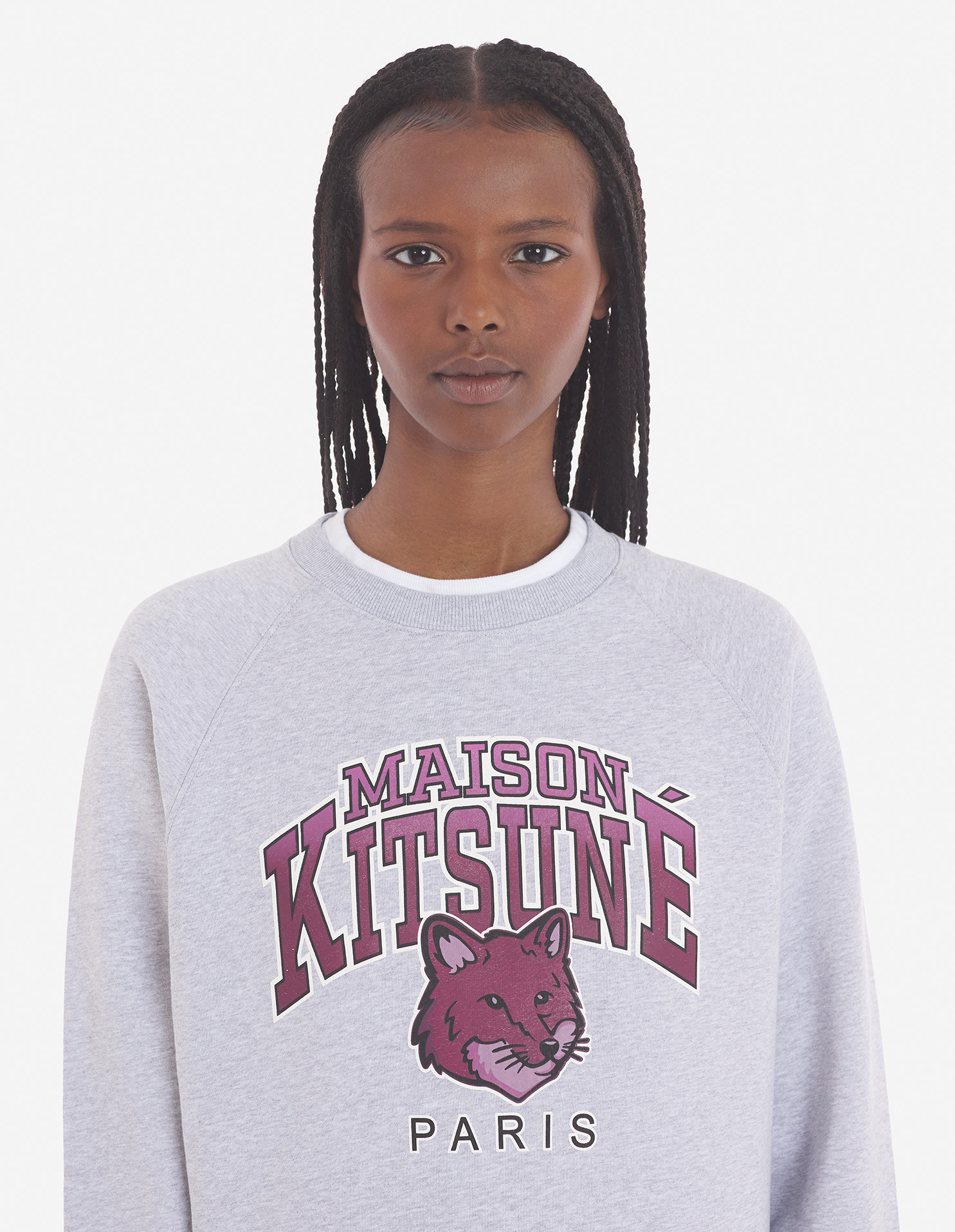Maison Kitsuné Crewneck Sweatshirt With Logo Print In Gray