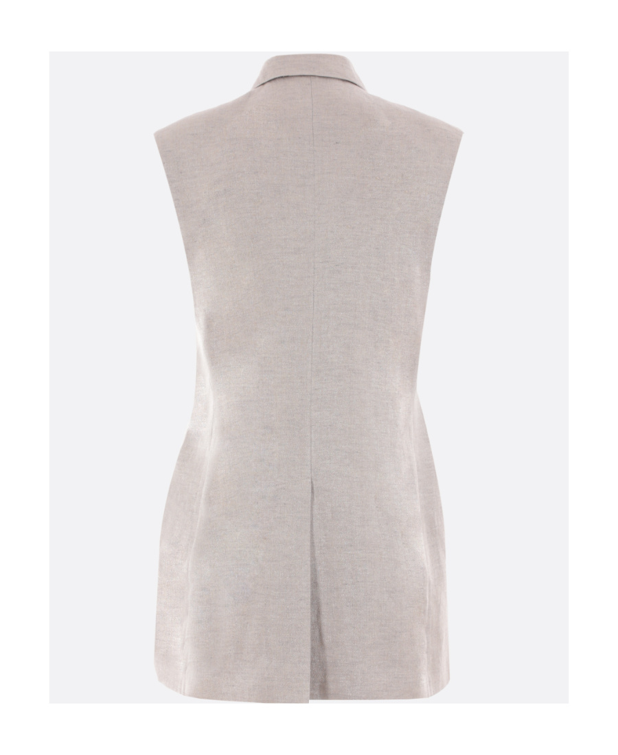 Brunello Cucinelli Metallic-threading Sleeveless Blazer In Nude