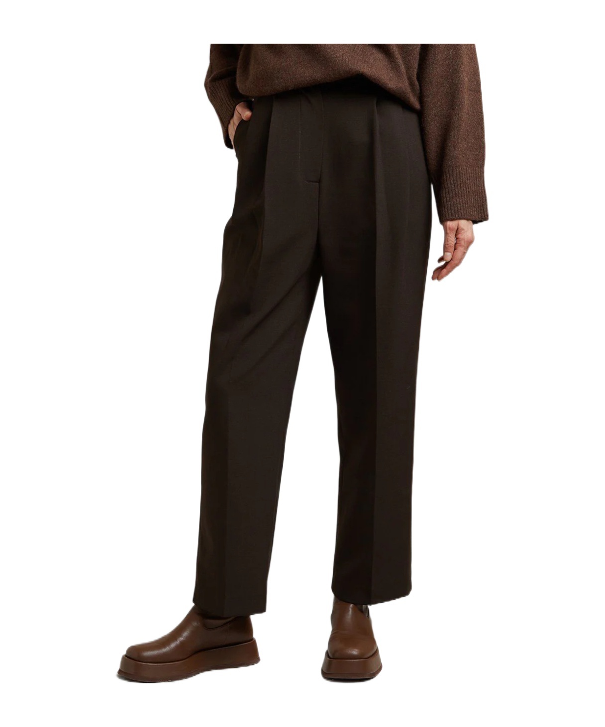 THE FRANKIE SHOP BEA SUIT PANTS - DARK ESPRESSO