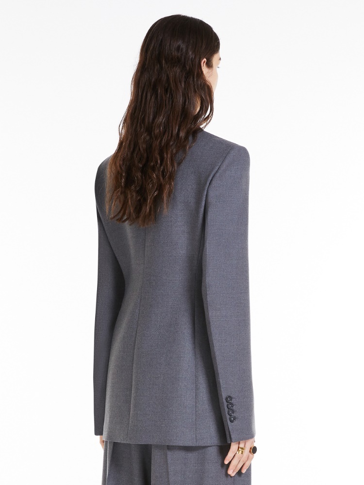 Sportmax Single-breasted Tailored Blazer In Gray