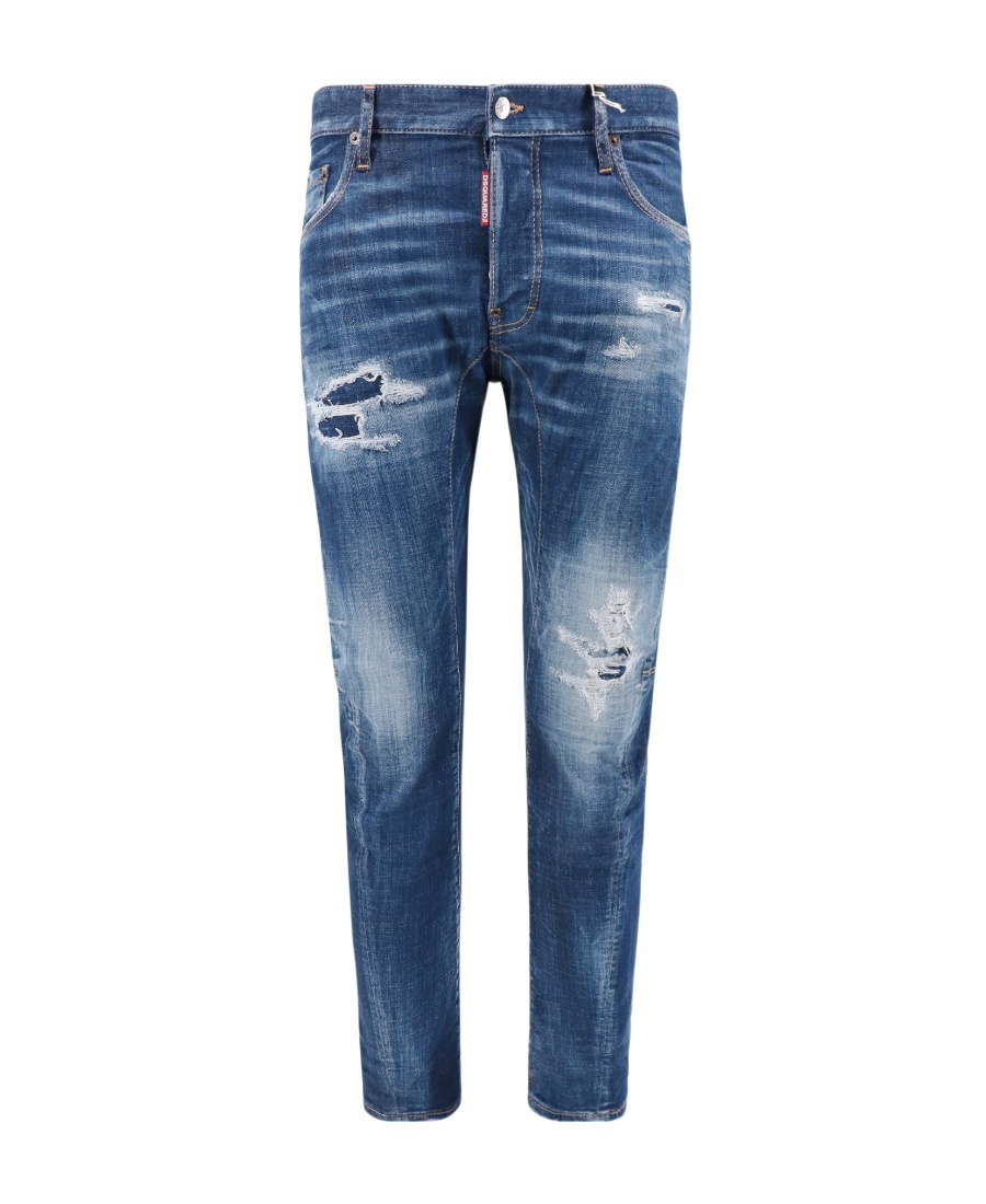 Dsquared2 Tidy Biker Distressed-effect Jeans In Blue