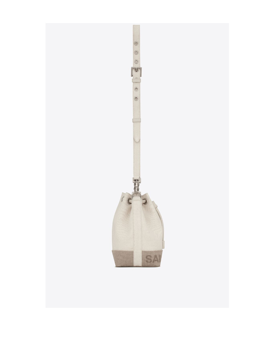 Saint Laurent Rive Gauche Mini Bucket Bag In White