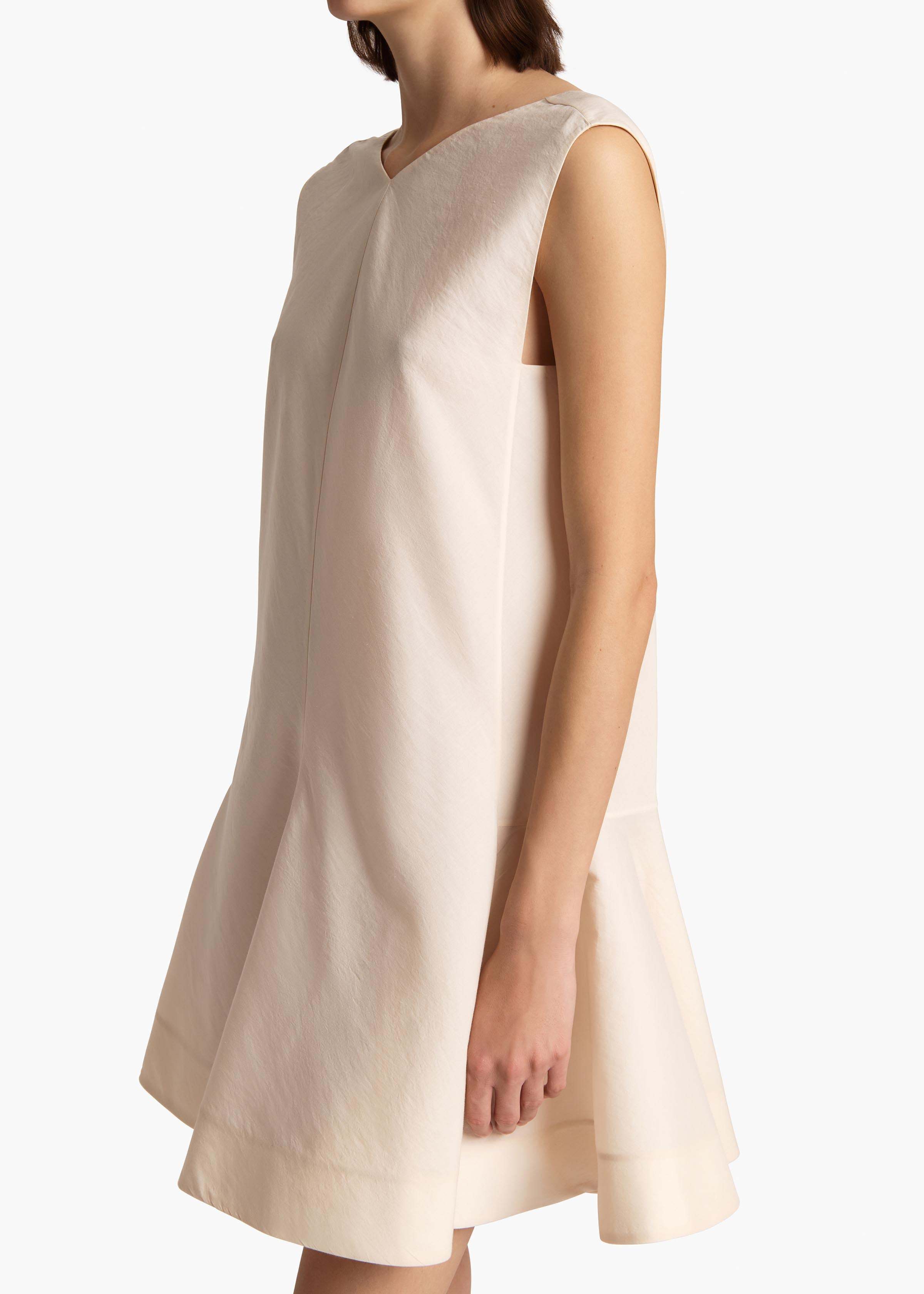 Khaite Womens Natural Mel Skater-hem Crepe Mini Dress In Nude
