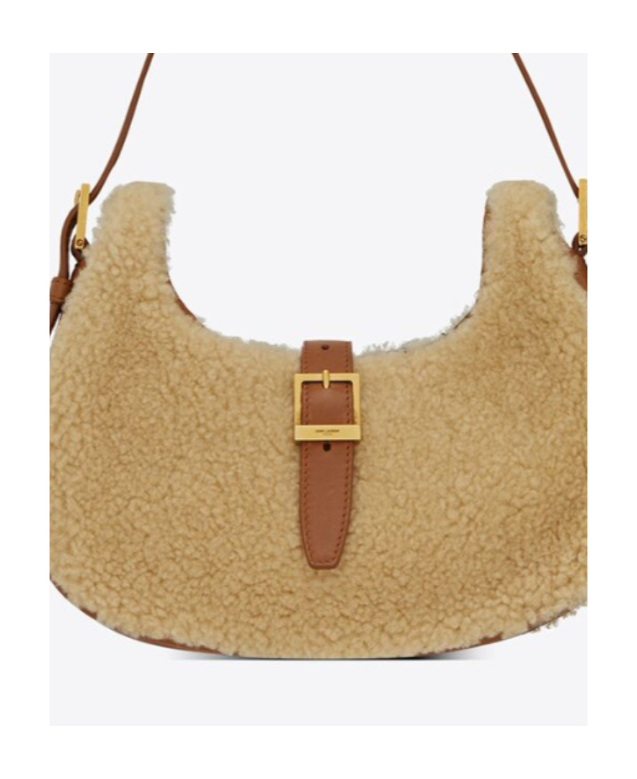 Saint Laurent Fermoir Hobo Shoulder Bag In Nude