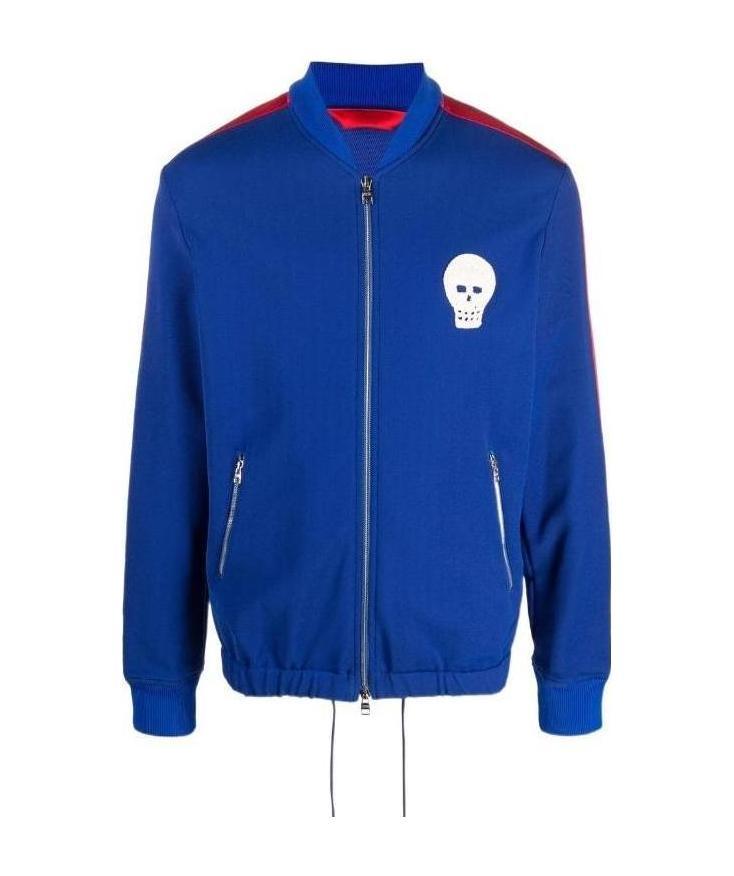 Alexander Mcqueen Skull Embroidered Sweatshirt In Blue