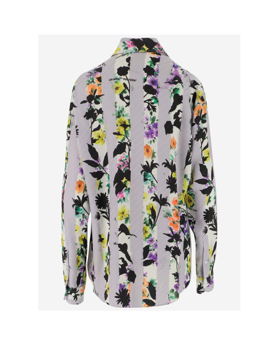 Off-white Multi Floral Stripes Basic Shirt In Gray