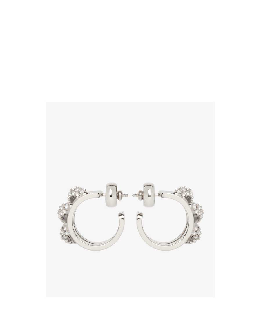 Givenchy Stitch Earrings In Metal With Crystals In White