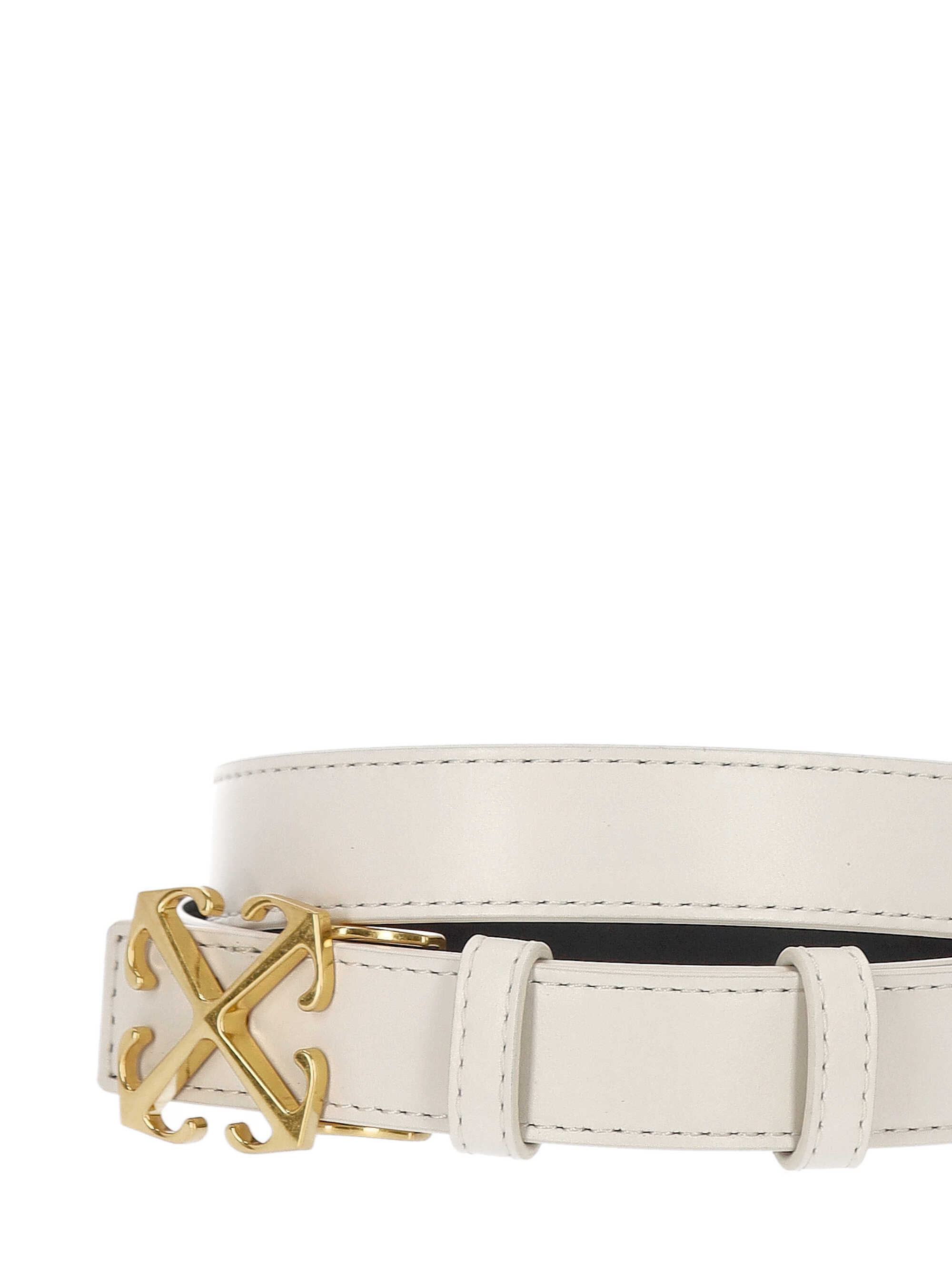 Off-white Signature Arrows Motif-buckle Leather Belt In White